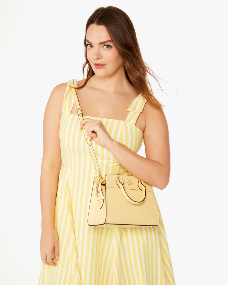 Kate Spade,Madison Saffiano Leather Small Satchel,Butter