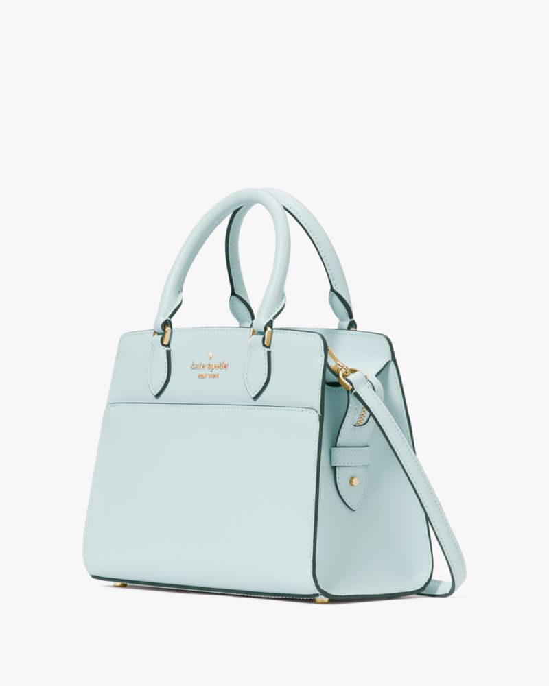 Kate Spade,Madison Small Satchel,Leather,Satchel,Metal,Logo,Lined,Casual,Blue