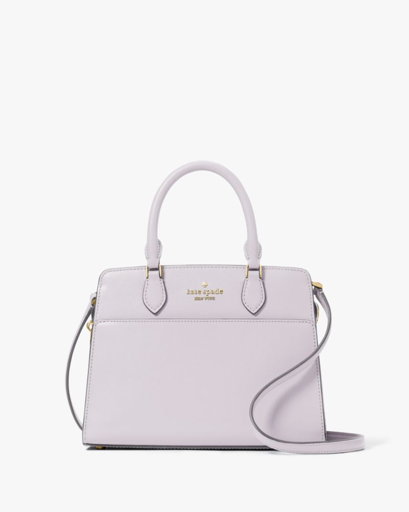 Kate Spade,Madison Small Satchel,Leather,Satchel,Metal,Logo,Lined,Casual,Lavender