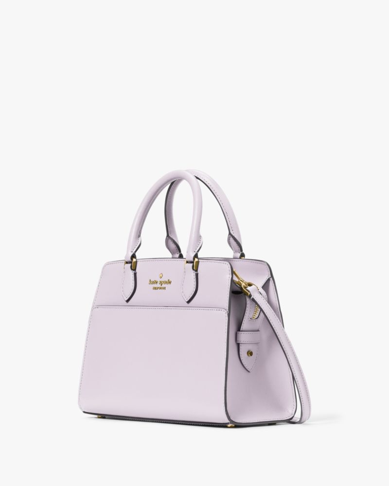 Kate Spade,Madison Small Satchel,Leather,Satchel,Metal,Logo,Lined,Casual,Lavender