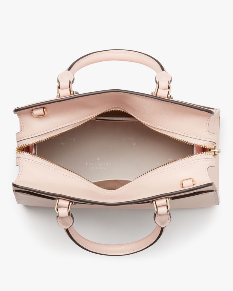 Kate Spade,Madison Small Satchel,Leather,Satchel,Metal Material,Logo,Metal,Lined,Casual,Pink