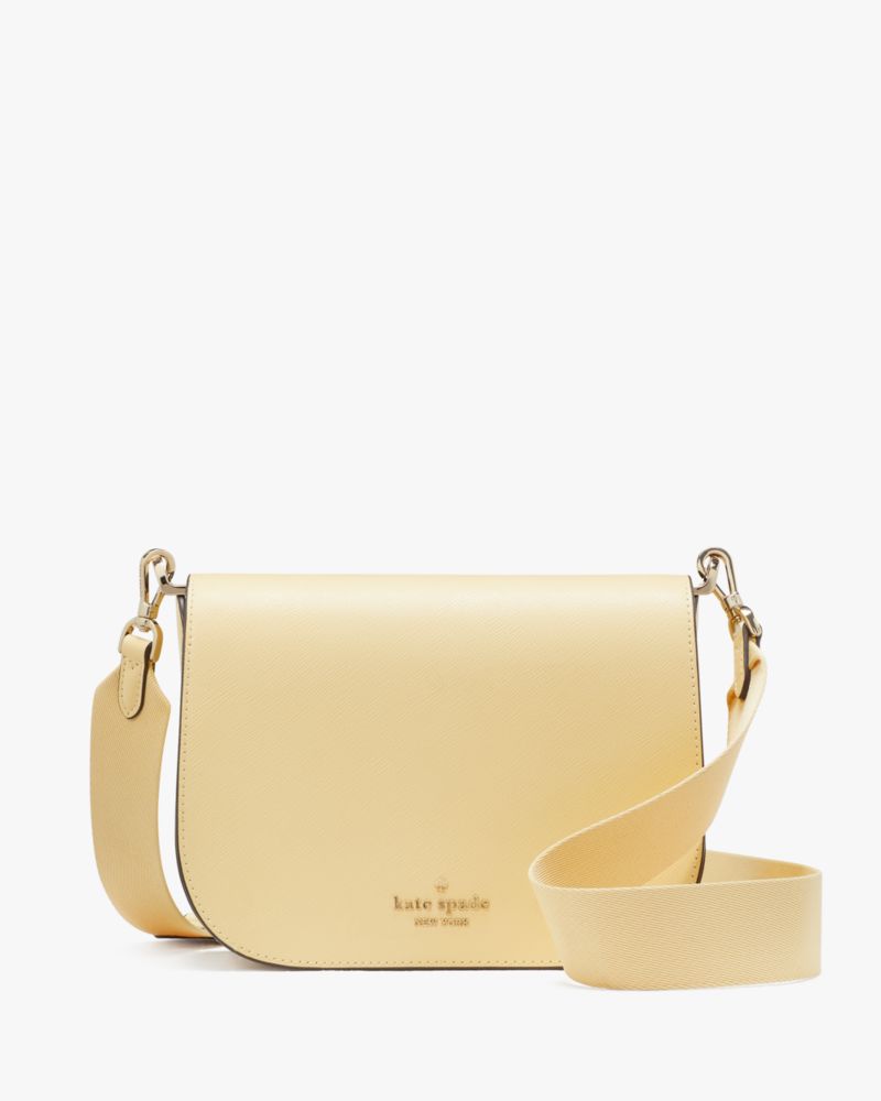 Kate Spade,Madison Saffiano Leather Saddle Bag,Butter