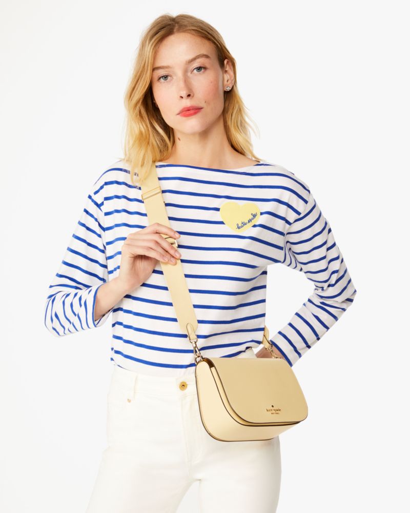 Kate Spade,Madison Saffiano Leather Saddle Bag,Butter