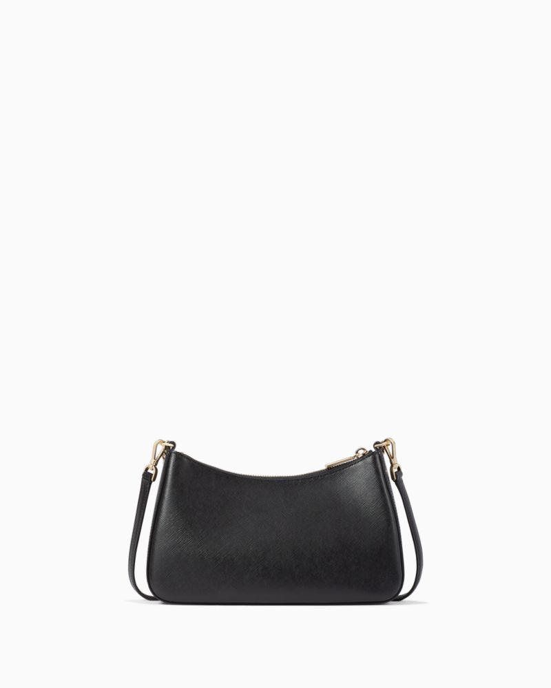 Kate Spade,Madison Convertible Medium Crossbody Bag,Leather,Crossbody,PVC,Logo,Metal,Lined,Gold Metal,Day Party,Black