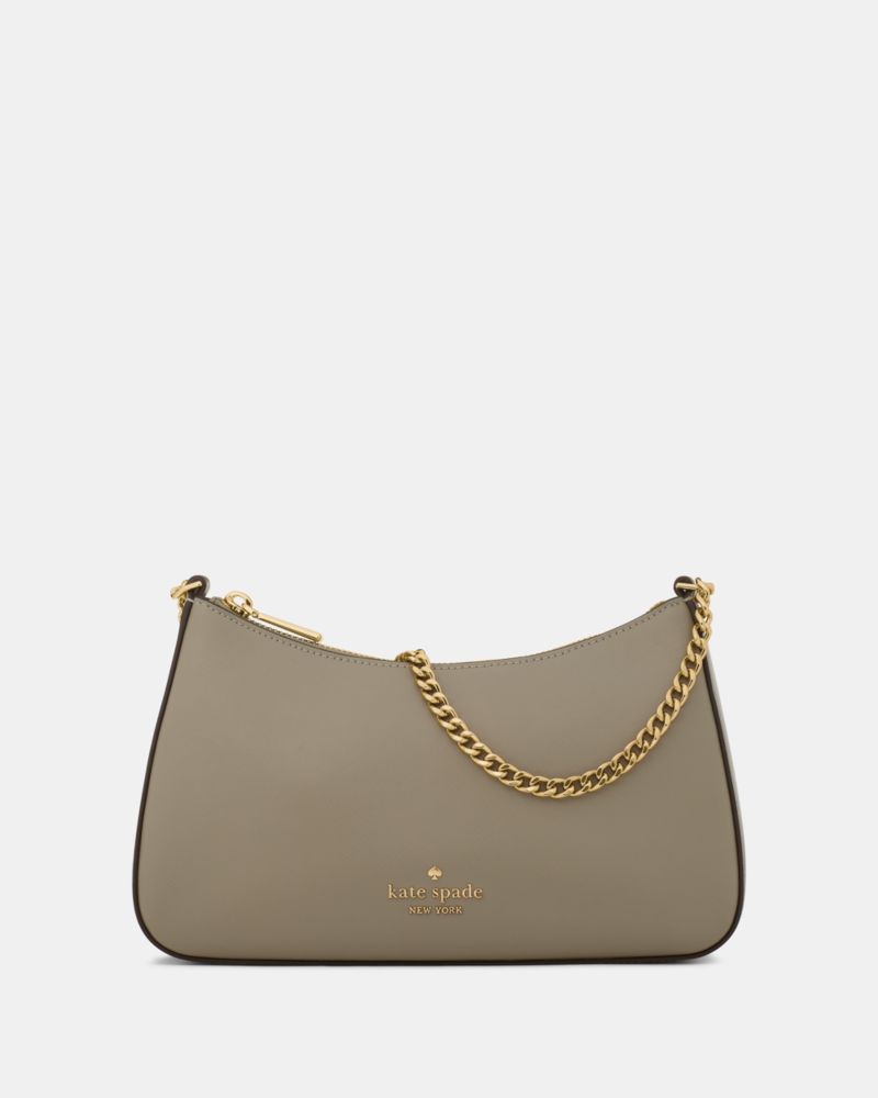 Kate Spade,Margot Convertible Crossbody Bag,Leather,Crossbody,PVC,Metal,Logo,Lined,Gold Metal,Day Party,Gray