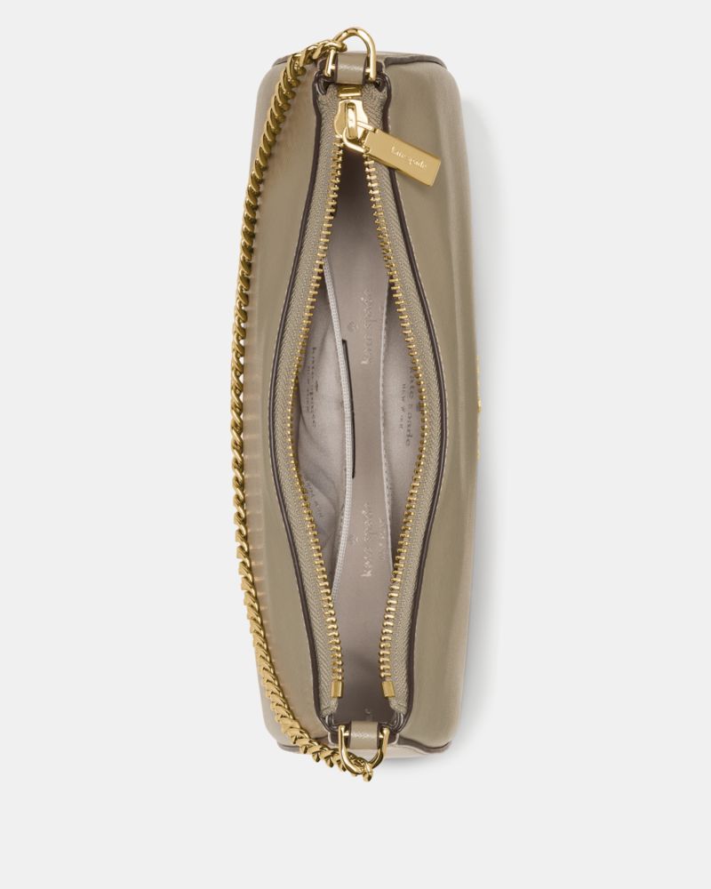 Kate Spade,Margot Convertible Crossbody Bag,Leather,Crossbody,PVC,Metal,Logo,Lined,Gold Metal,Day Party,Gray
