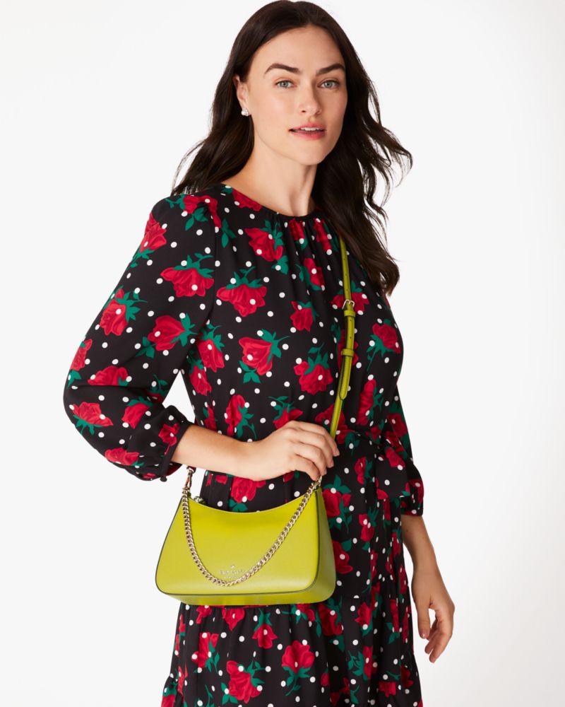 Kate Spade,Madison Saffiano Leather Convertible Crossbody,Lime Slice