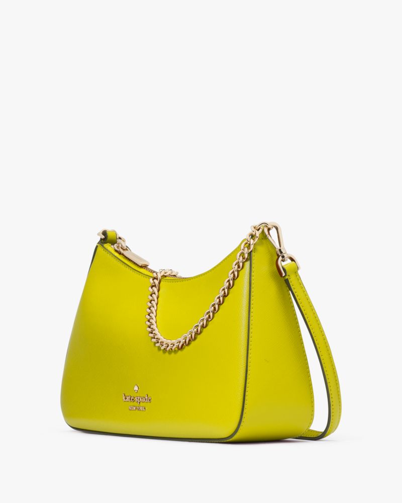 Kate Spade,Madison Convertible Medium Crossbody,Leather,Crossbody,PVC,Metal,Logo,Lined,Gold Metal,Day Party,Green