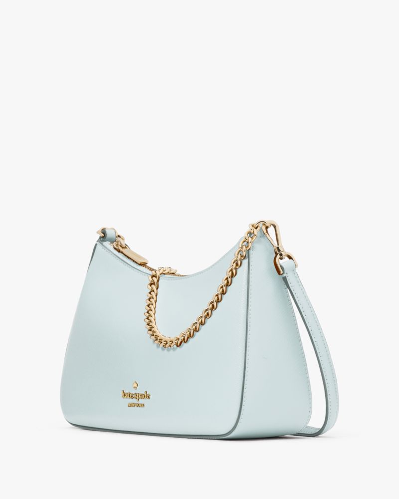 Kate Spade,Madison Convertible Medium Crossbody,Leather,Crossbody,PVC,Metal,Logo,Lined,Gold Metal,Day Party,Blue