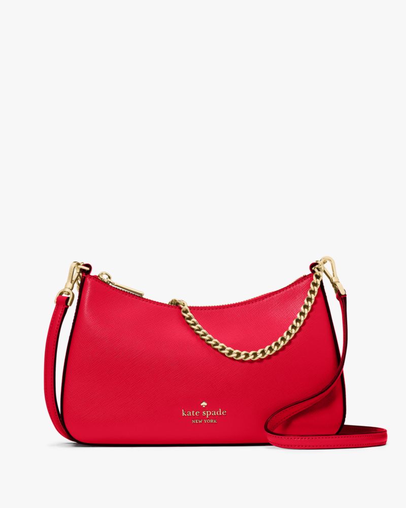 Kate Spade,Madison Convertible Medium Crossbody,Leather,Crossbody,PVC,Metal,Logo,Lined,Gold Metal,Day Party,