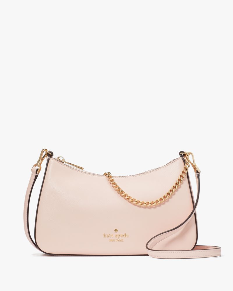 Kate Spade New York Staci Dual Zip Around Saffiano Leather Crossbody Bag  Purse Handbag (Light Rosebud), Chalk Pink: Handbags