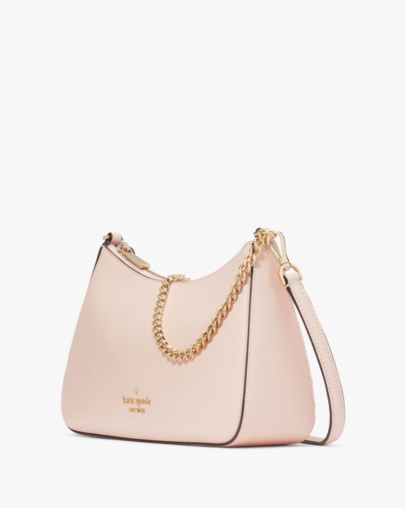 Kate Spade,Madison Medium Saffiano Leather Convertible Crossbody,Leather,Crossbody,PVC,Logo,Metal,Lined,Gold Metal,Day Party,Pink