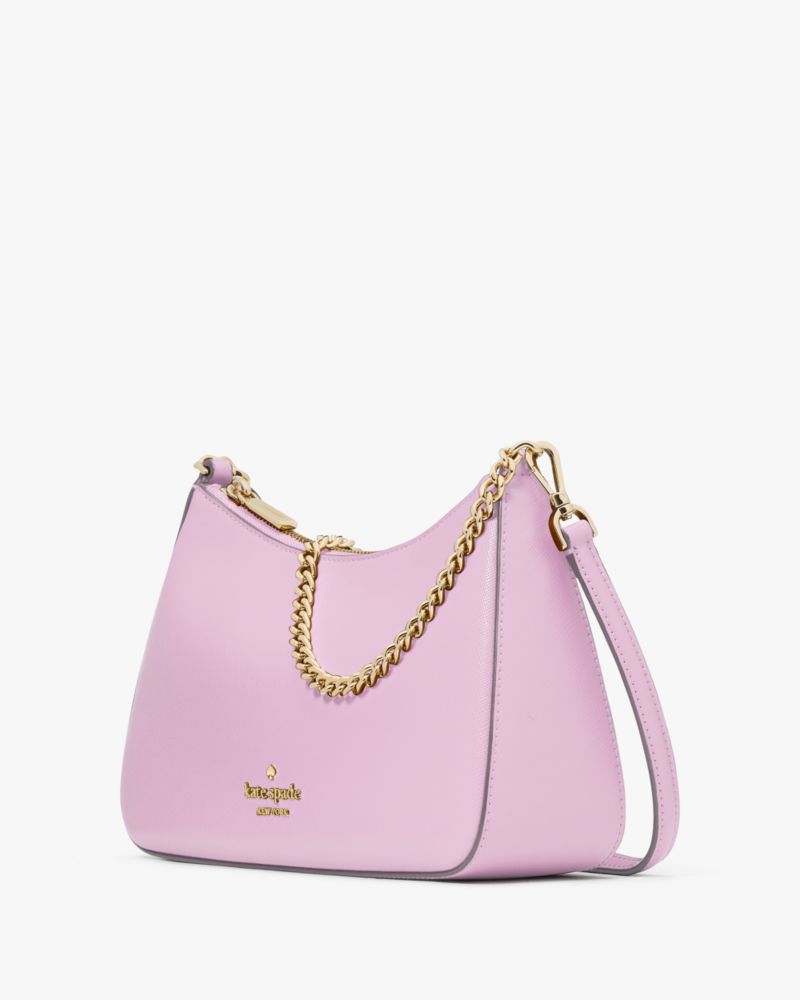 Kate Spade,Madison Convertible Medium Crossbody,Leather,Crossbody,PVC,Metal,Logo,Lined,Gold Metal,Day Party,Lavender