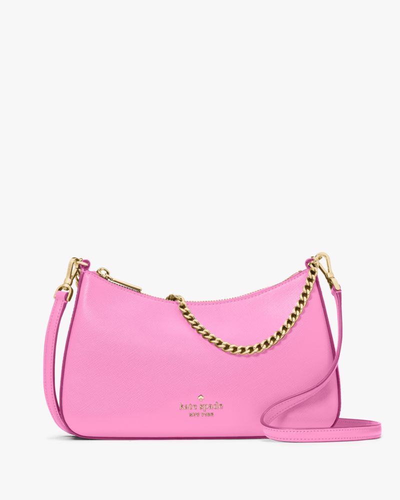 Kate Spade,Madison Convertible Medium Crossbody,Leather,Crossbody,PVC,Metal,Logo,Lined,Gold Metal,Day Party,