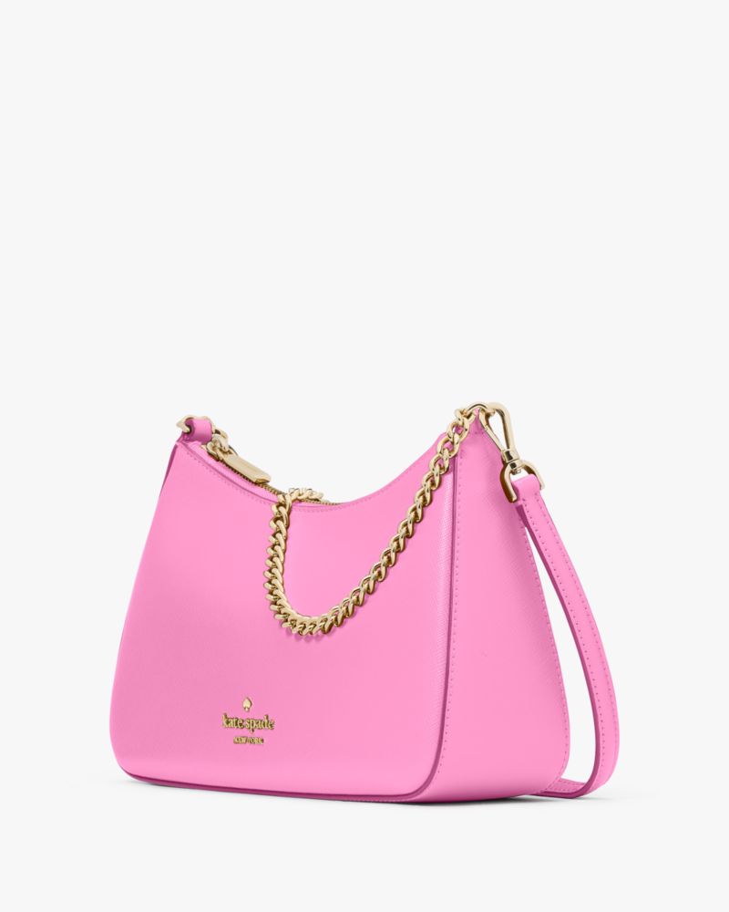 Kate Spade,Madison Convertible Medium Crossbody Bag,Leather,Crossbody,PVC,Logo,Metal,Lined,Gold Metal,Day Party,Pink