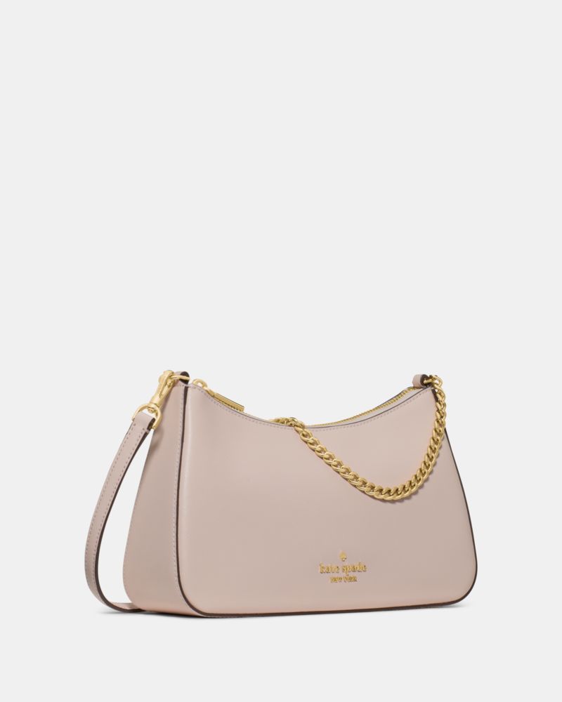 Kate Spade,Margot Convertible Crossbody Bag,Leather,Crossbody,PVC,Metal,Logo,Lined,Gold Metal,Day Party,Beige