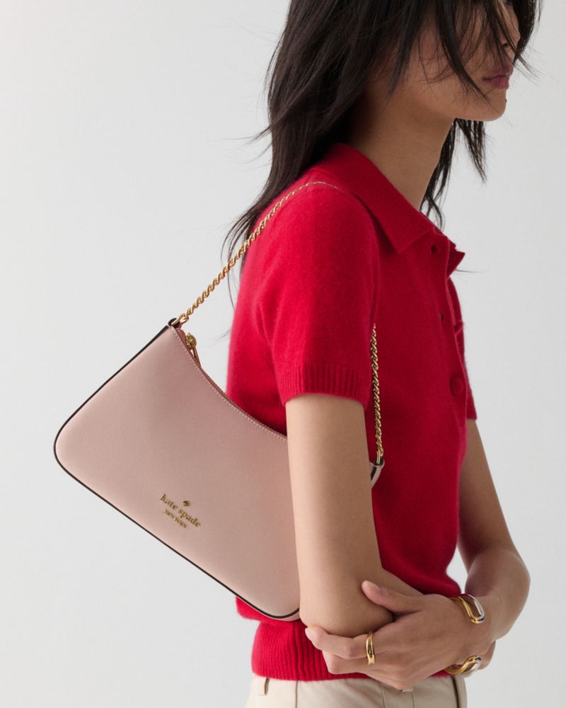 Kate Spade,Margot Convertible Crossbody Bag,Leather,Crossbody,PVC,Logo,Metal,Lined,Gold Metal,Day Party,