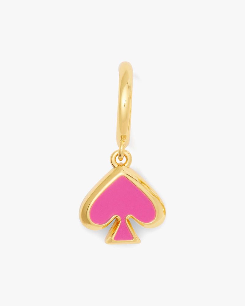 Kate Spade,Everyday Spade Enamel Drop Huggies,Dangle Earring,Huggies,Enamel,Logo,Gold Metal,Casual,Work,Pink
