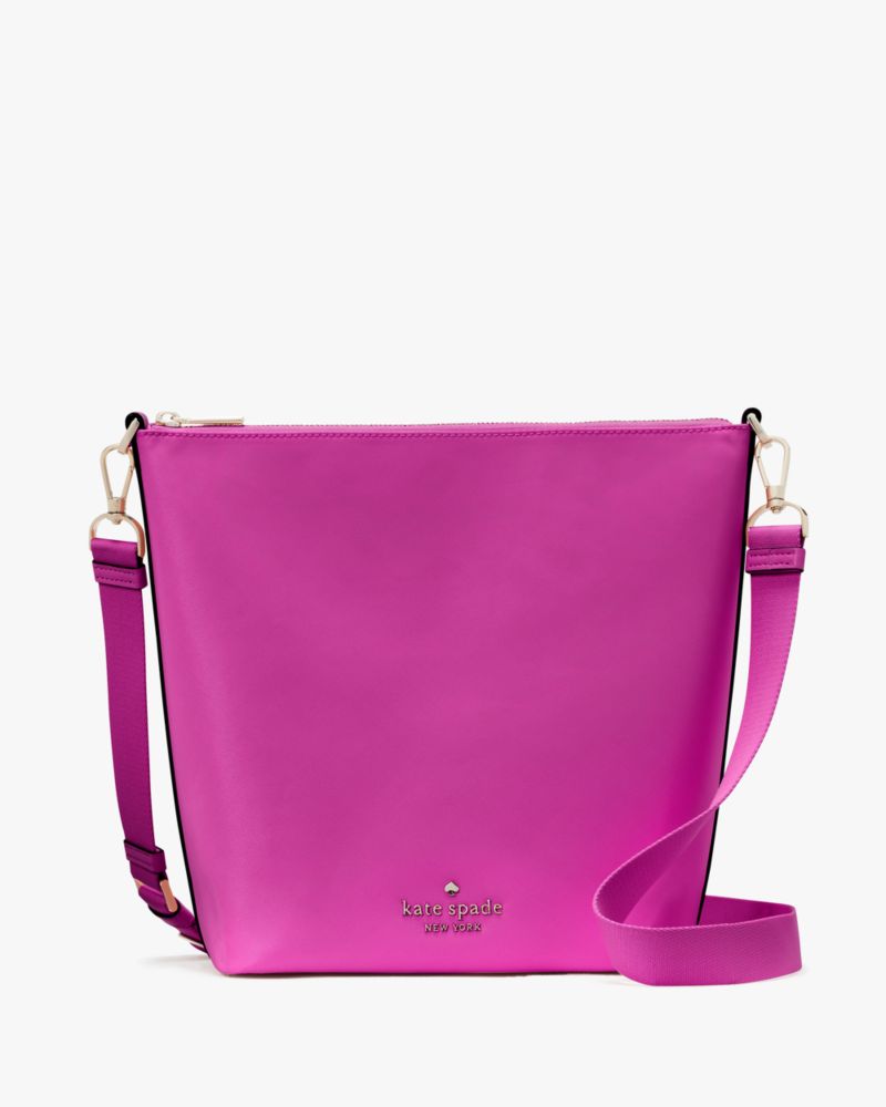 Kate Spade,Chelsea Large Duffle Crossbody,Nylon,Lining Recycled Polyester,Lining Polyester,Crossbody,PVC,Logo,Metal,Lined,...,Purple