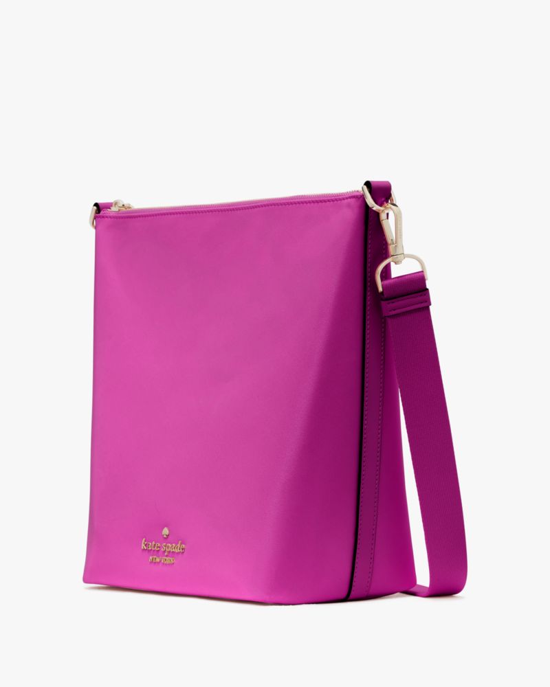 Kate Spade,Chelsea Large Duffle Crossbody,Nylon,Lining Recycled Polyester,Lining Polyester,Crossbody,PVC,Logo,Metal,Lined,...,Purple