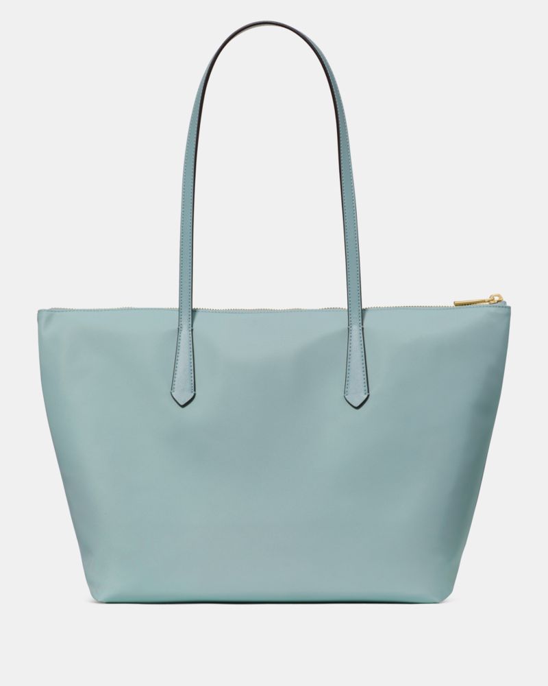 Kate Spade,Kitt Ksnyl Tote Bag,Nylon,Tote,PVC,Word Embellishment,Logo,Lined,Work,Blue