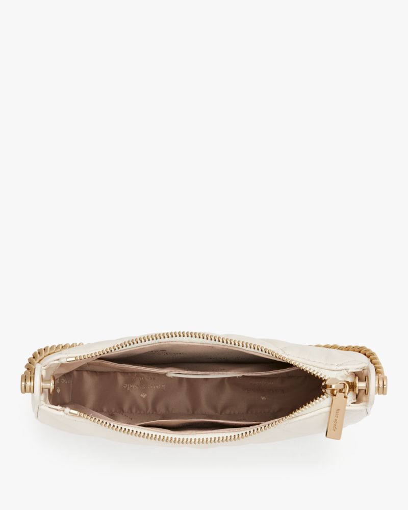 Kate Spade,Carey Zip Top Crossbody,Leather,Crossbody,Logo,Metal,Lined,Gold Metal,Day Party,White