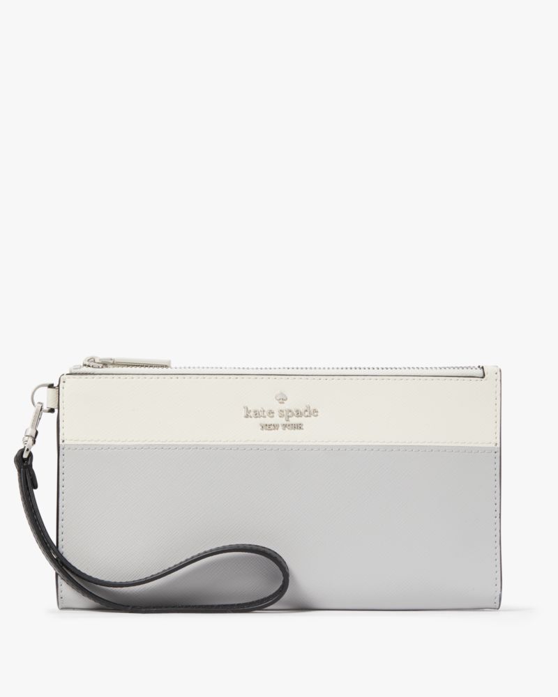 Kate Spade,Madison Double Zip Wristlet,Platinum Grey Multi