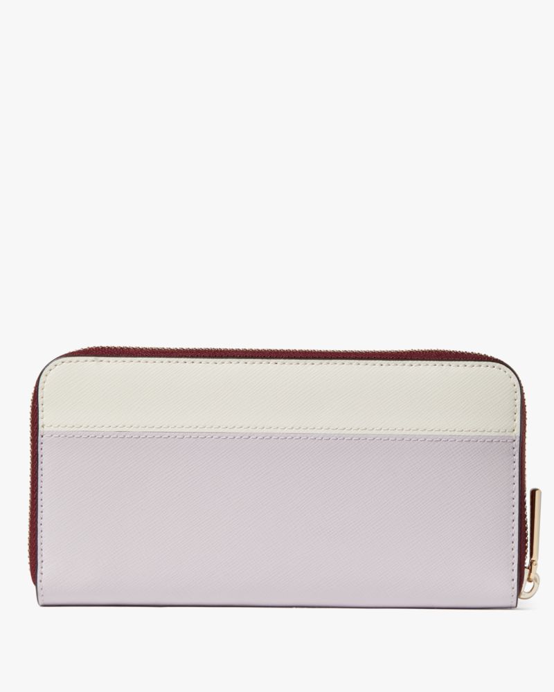 Kate Spade,Madison Large Continental Wallet,Leather,Continental,Color Block,Metal,Logo,Silver Metal,Casual,