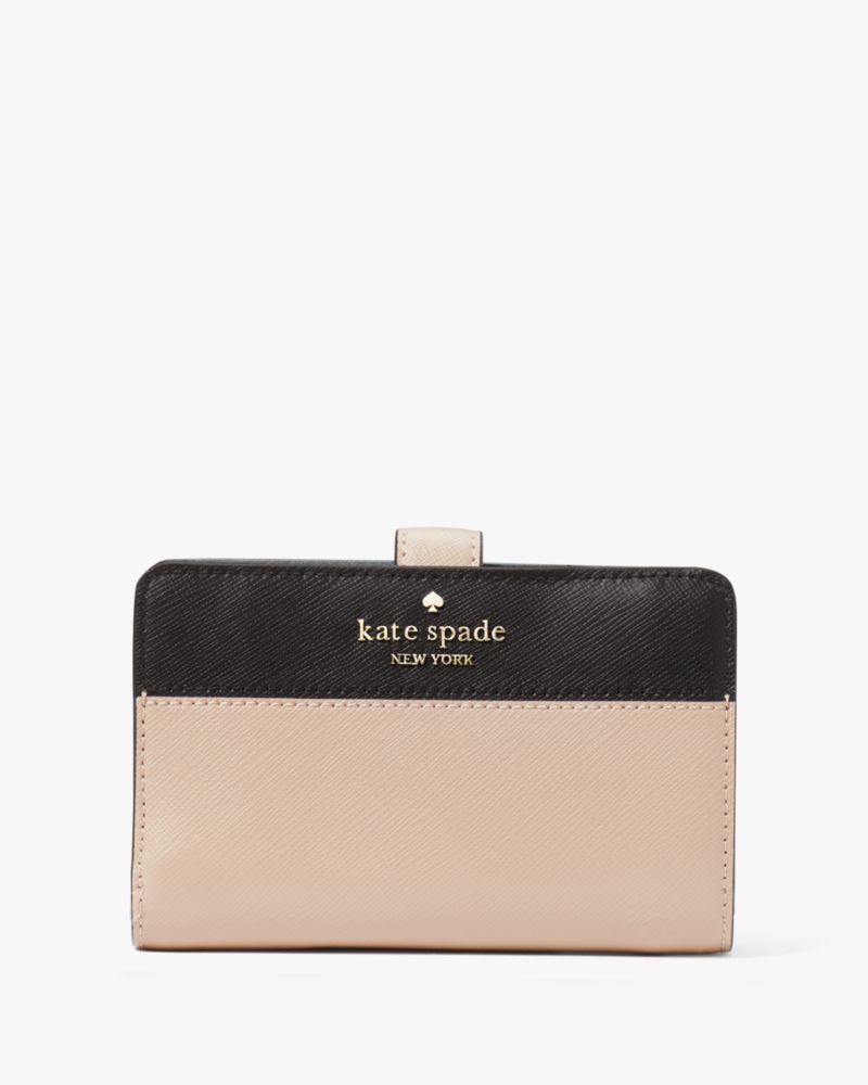 Kate Spade,Madison Medium Compact Bifold Wallet,Toasted Hazelnut Multi