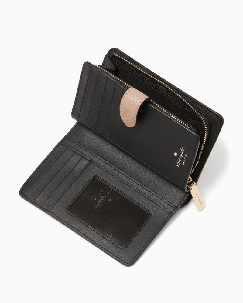 Kate Spade,Madison Medium Compact Bifold Wallet,Toasted Hazelnut Multi