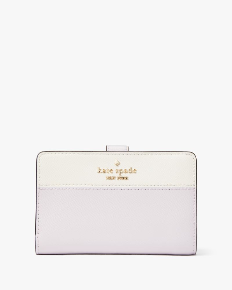 新品 ケイトスペード kate spade 2つ折り財布 カラーブロック ミディアム コンパクト バイフォールド ウォレット プラチナグレーマルチ約150g本体