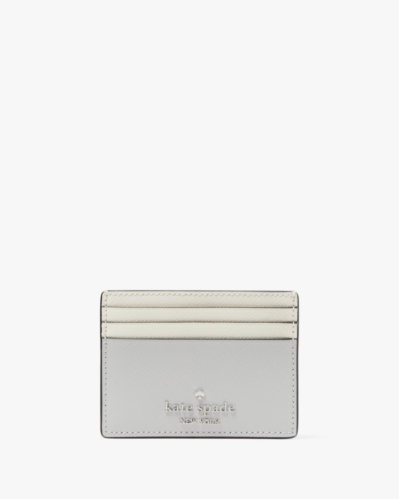 Kate Spade Black Leather Slim Card Holder Mini Wallet Key Ring NWT $89