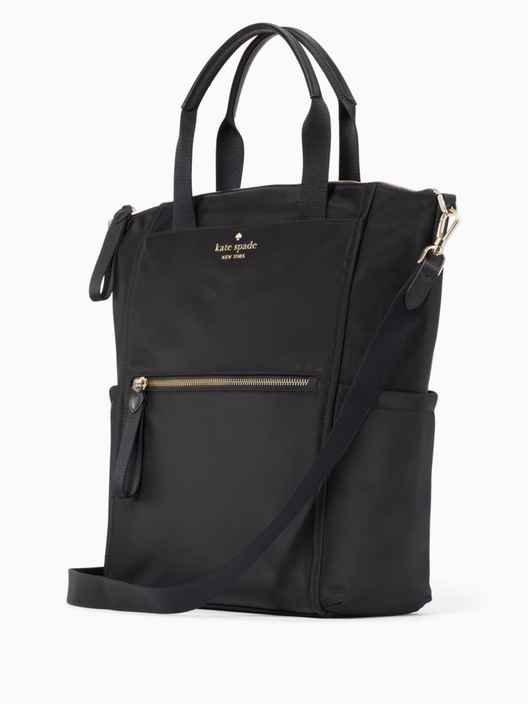 Kate Spade,Chelsea Convertible Backpack,Recycled Polyester,Lining Nylon,Backpack,Logo,Metal,Lined,Casual,Black