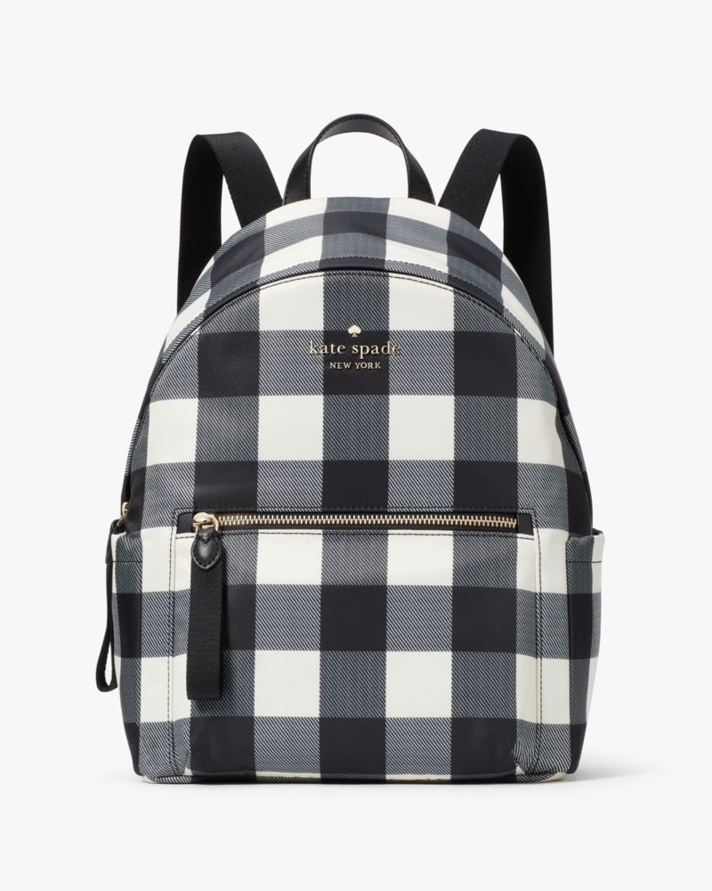 Kate Spade,チェルシー ギンガム プリント ミディアム バックパック,バッグ,ブラックマルチ