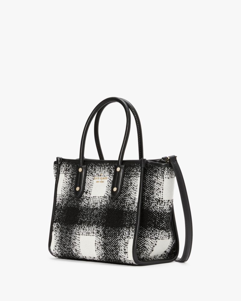 Kate Spade,エラ チェック ファブリック スモール トート,バッグ,ブラックマルチ