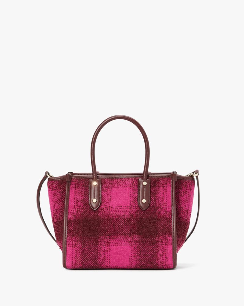 Kate Spade,エラ チェック ファブリック スモール トート,バッグ,ディープベリーマルチ