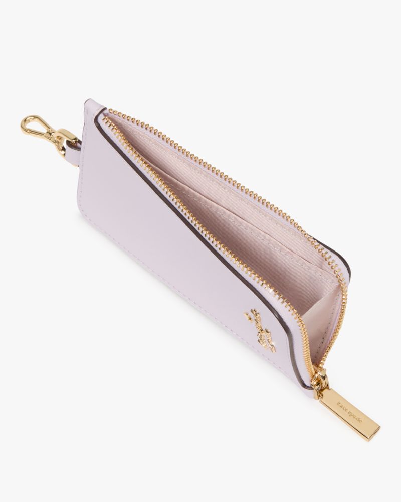Kate Spade,Madison Card Case Lanyard,Leather,Card Case,Coin,Logo,Metal,Casual,White