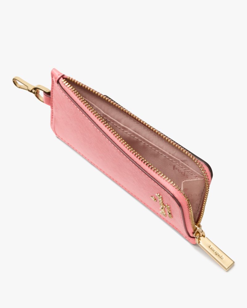 Kate Spade,Madison Card Case Lanyard,Leather,Card Case,Coin,Logo,Metal,Casual,Pink