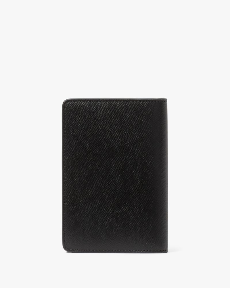 Saffiano And Leather Passport Holder In Black