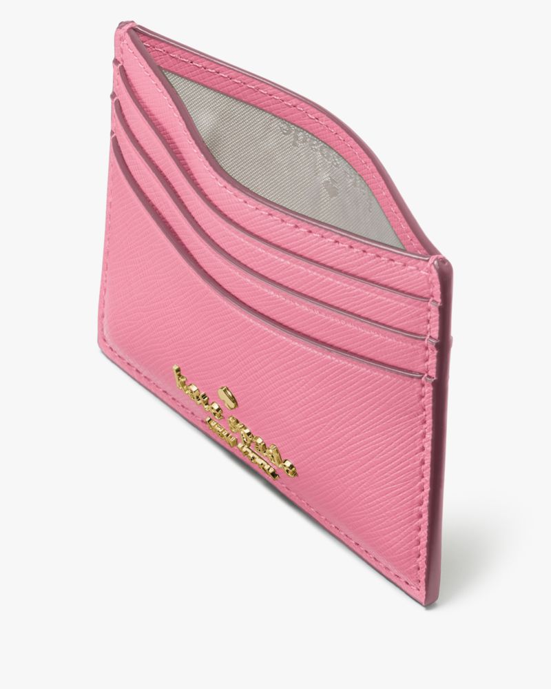 Kate Spade,Madison Small Slim Card Holder,Leather,Card Case,Logo,Metal,Gold Metal,Casual,