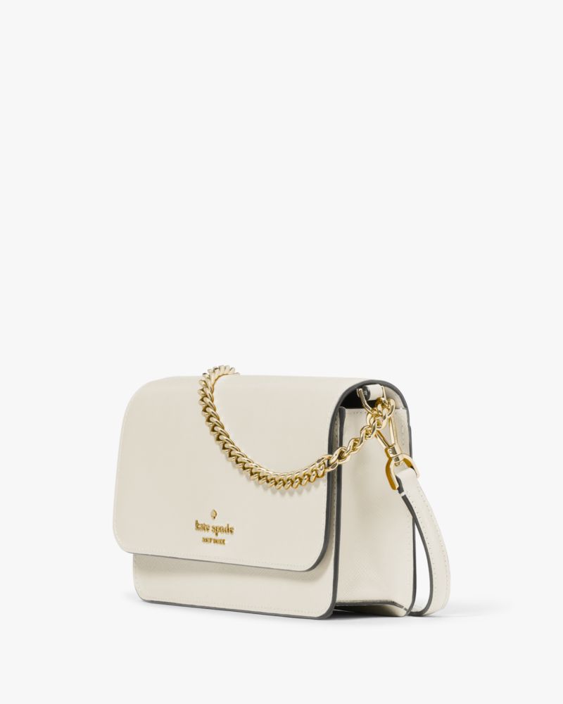 Kate Spade,Madison Willow Mini Flap Crossbody,Leather,Crossbody,Metal,Logo,Lined,Gold Metal,Day Party,Cream