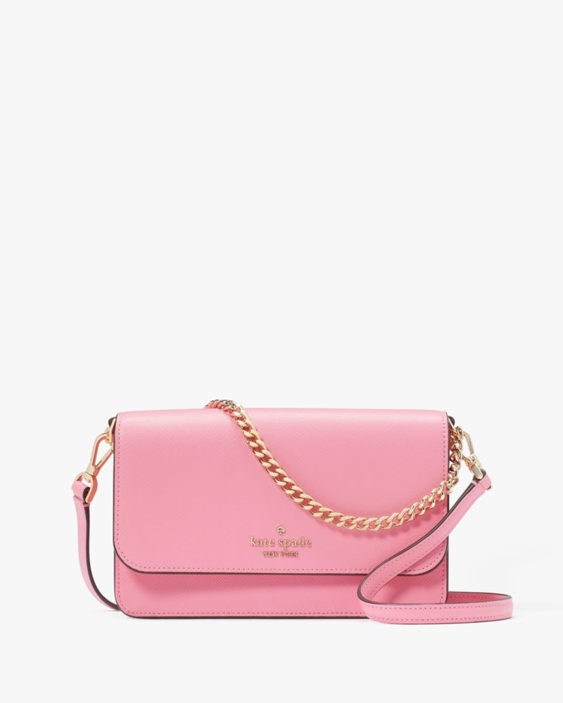 Kate Spade,Madison Willow Mini Flap Crossbody,Leather,Crossbody,Logo,Metal,Lined,Gold Metal,Day Party,Pink