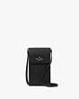 Madison Saffiano Leather North South Flap Phone Crossbody, Black, Product