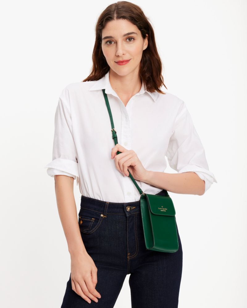 Kate Spade,Madison North South Flap Phone Crossbody,Deep Jade