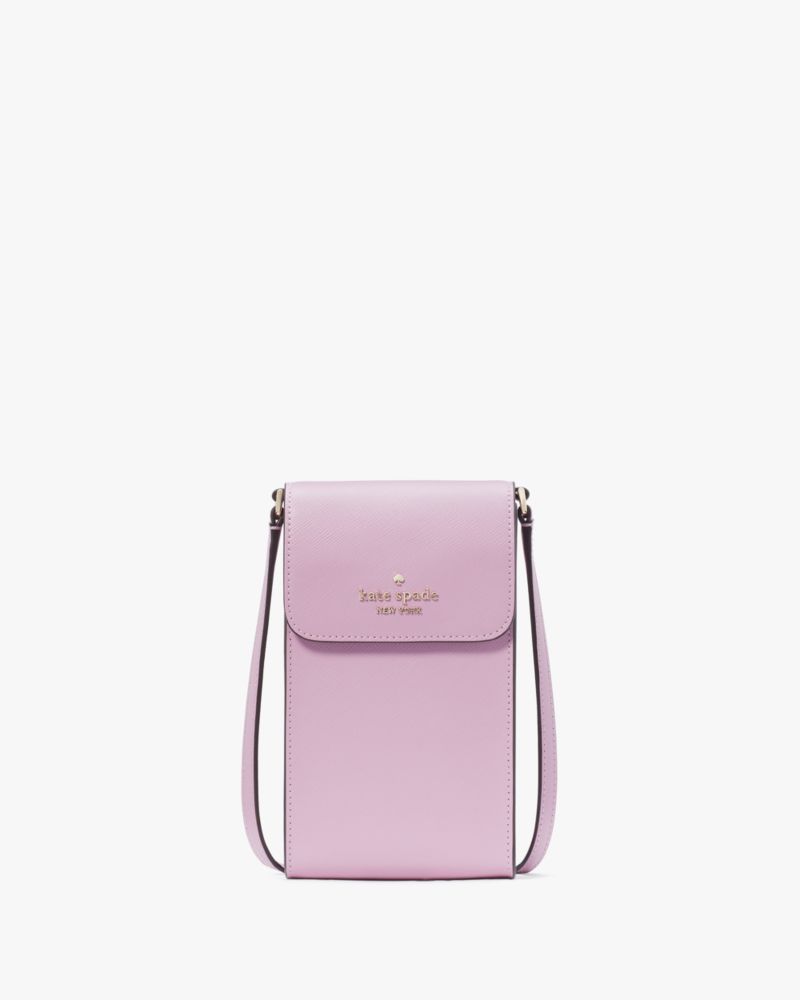 Kate Spade,Madison North South Flap Phone Crossbody,Leather,Mobile Bag,Logo,Metal,Lined,Casual,