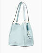 Kate Spade,leila pebbled leather whipstitch medium triple compartment shoulder bag,Dewy Blue