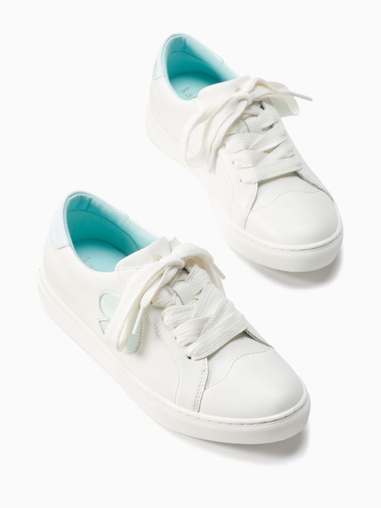 Kate Spade,fez gloss sneakers,Optic White/Turqoise Glass