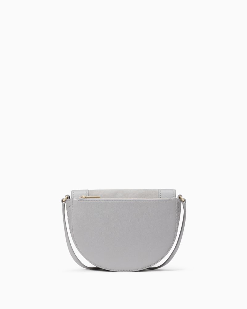Kate Spade,ルナ スエード ミックス マテリアル ホイップステッチ クレセント クロスボディ,バッグ,グレーマルチ