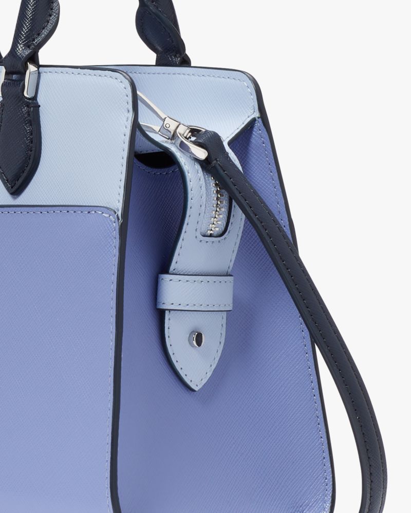 Kate Spade,Madison Small Satchel,Leather,Satchel,Metal,Logo,Color Block,Lined,Casual,Purple