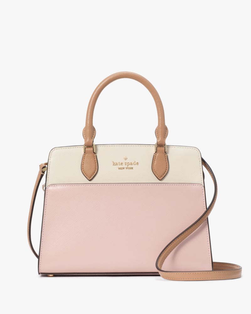 Kate Spade,Small Satchel,Leather,Satchel,Metal,Logo,Color Block,Lined,Casual,